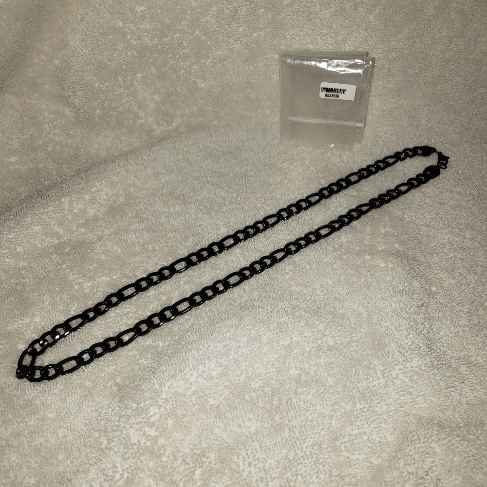 Men's Figaro Necklace (24 Inches) ION Plated Black Stainless Steel #8923536